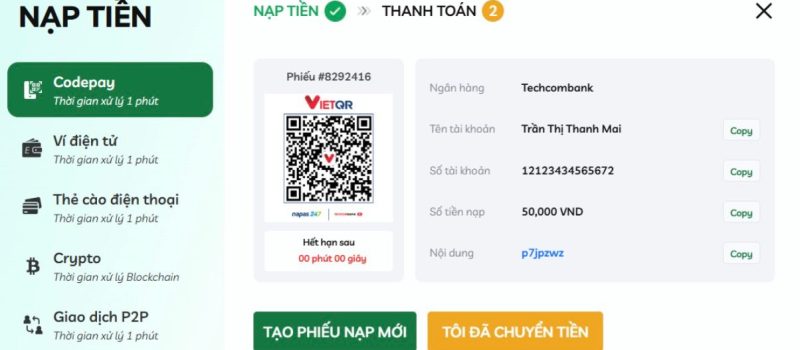 lưu ý khi nạp - rút tiền MIN88